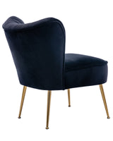 Modern Accent Chair Set of 2 Velvet Slipper Chair with Gold Legs Wingback Side