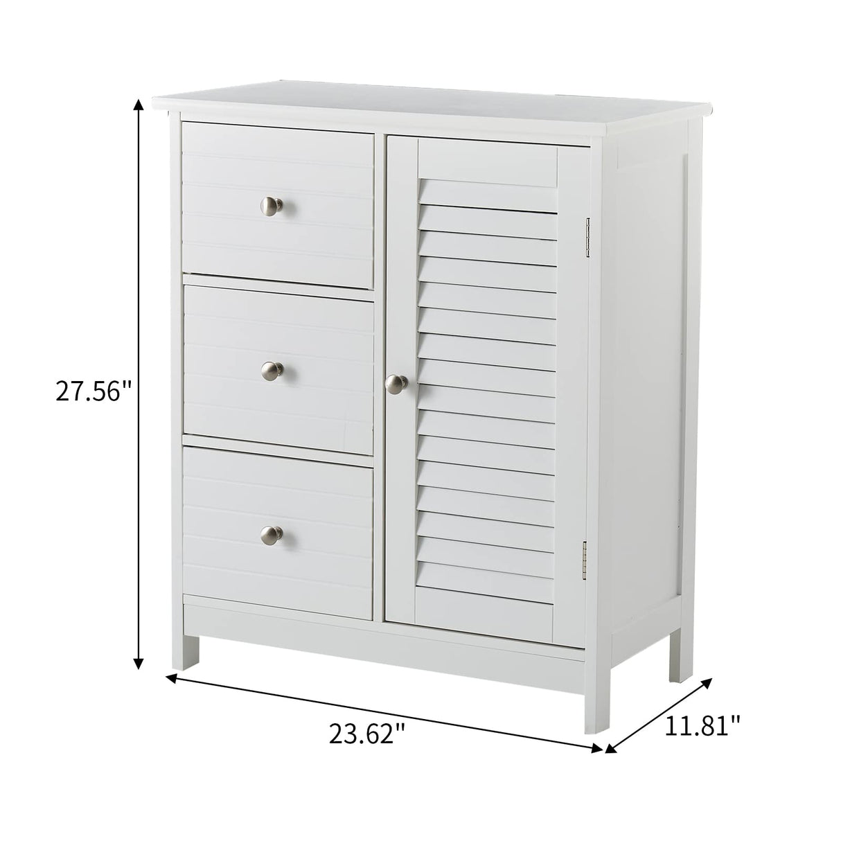 White Bathroom Storage Cabinet with 3 Drawers and Two Layers Cabinet,Small Cabinets