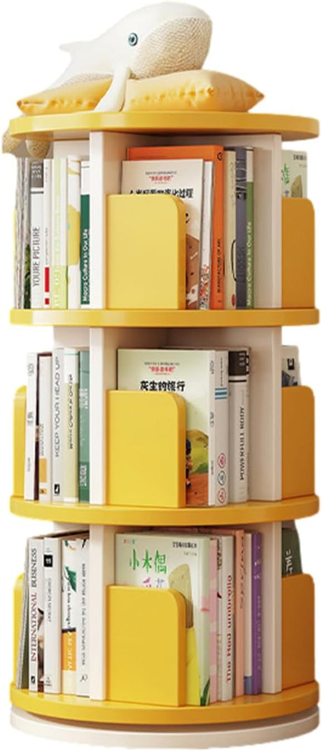 5 Tier Rotating Bookshelf, 360 Display Corner Bookshelf for Small Space