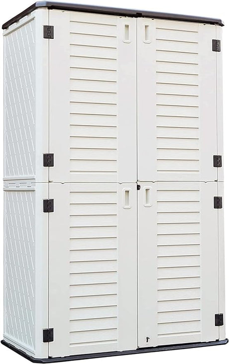 Outdoor Storage Cabinet Waterproof, Resin Vertical Outdoor Storage Shed