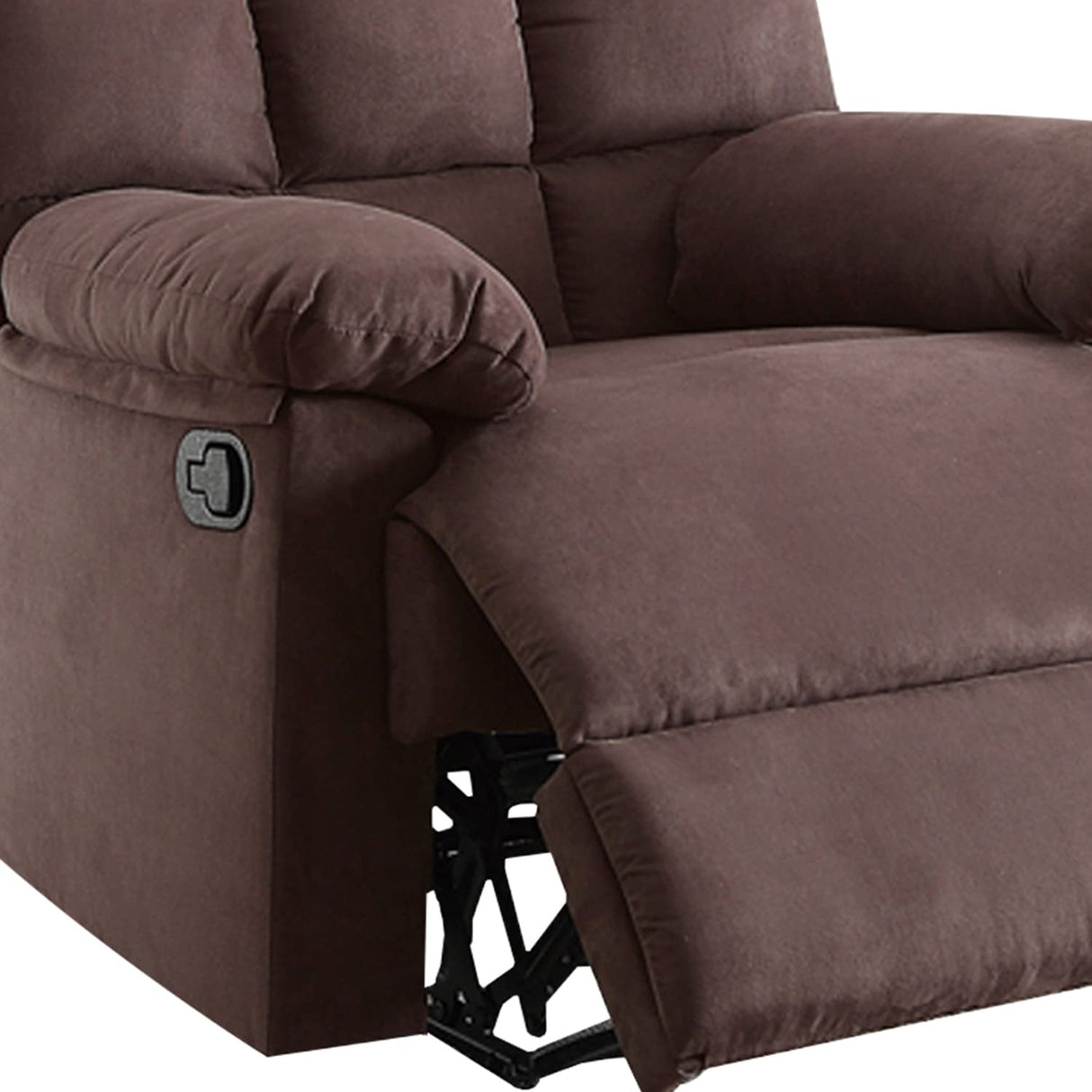 Cushioned Recliner With Tufted Back And Roll Arms, Brown