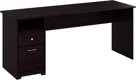 Cabot 72W Office Desks for Home Office with Storage and Chrome Hardware | Elegant Computer Table with Drawers, Modern Gray