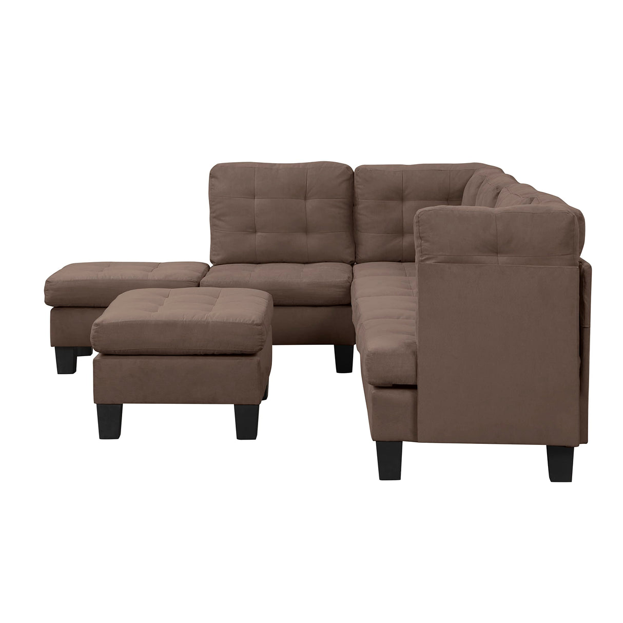 Modern Sectional Sofa L Shaped Couch with Reversible Chaise & Ottoman