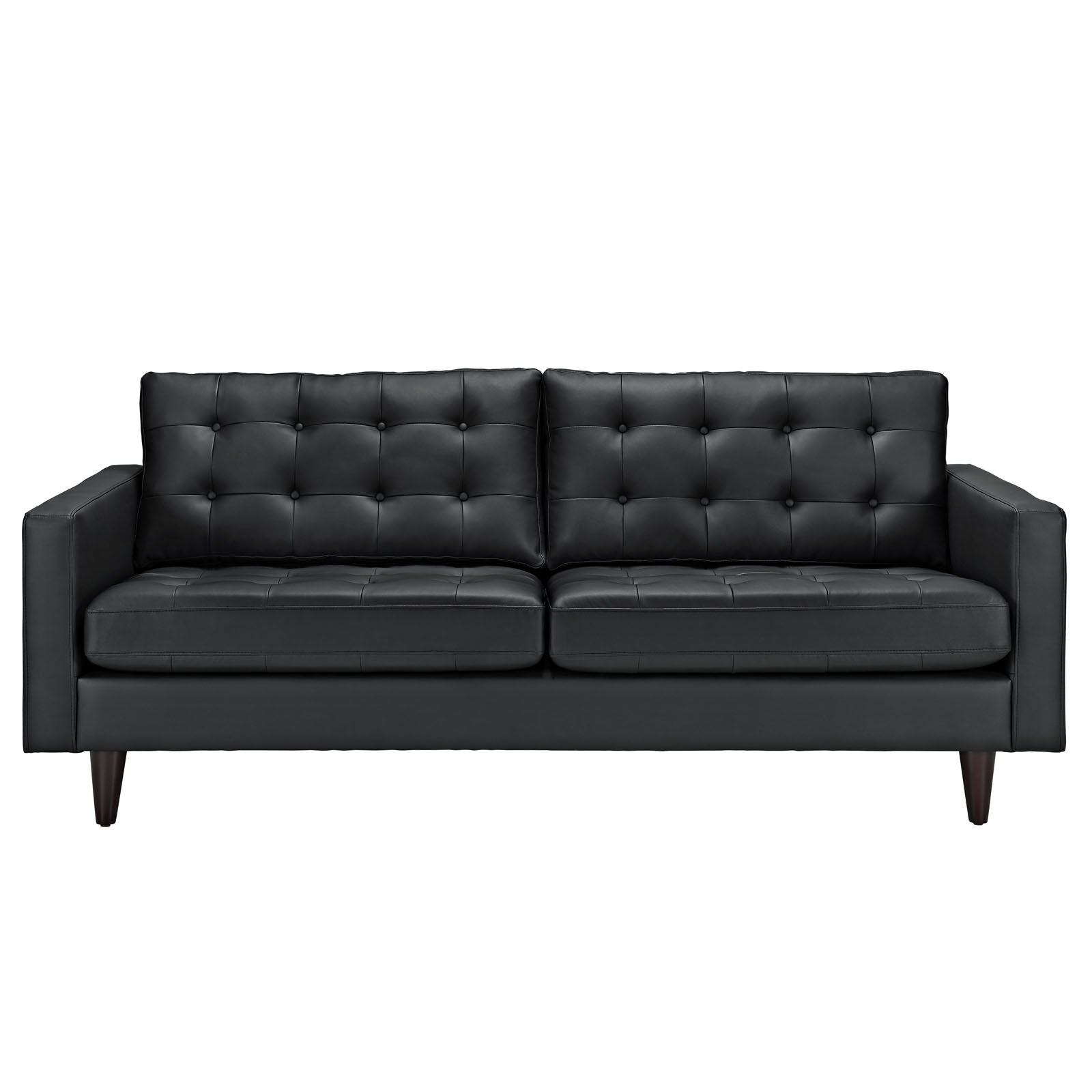 Empress Mid-Century Modern Upholstered Leather Loveseat In White