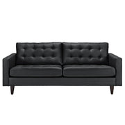 Empress Mid-Century Modern Upholstered Leather Loveseat In White