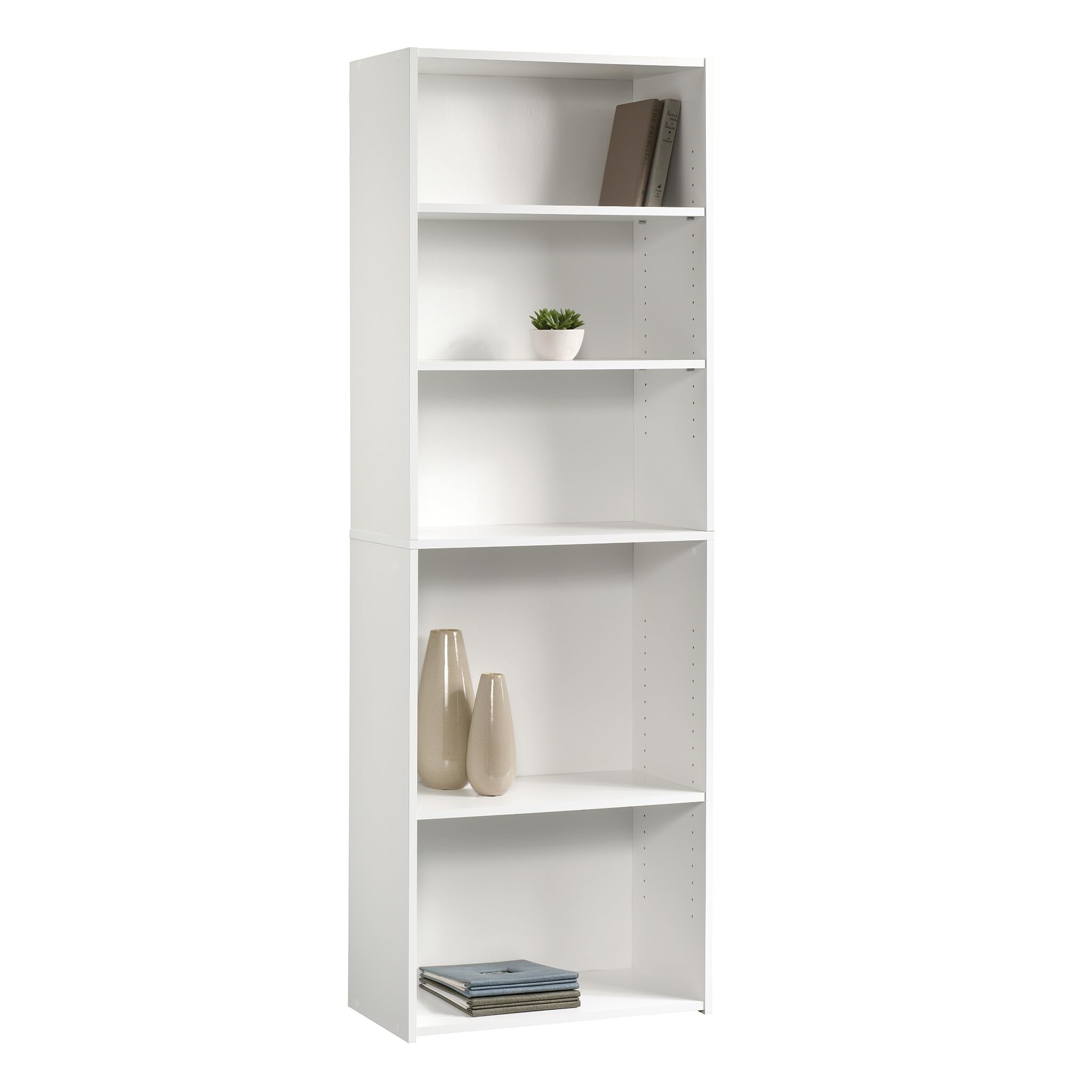 Beginnings 3-Shelf Bookcase, Bookshelf with Adjustable Storage Shelves, L: 24.57" x W: 11.50" x H: 71.18", Soft White