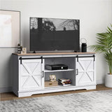 Farmhouse TV Stand for 65/60/55 Inch TV, Rustic Modern Entertainment Center