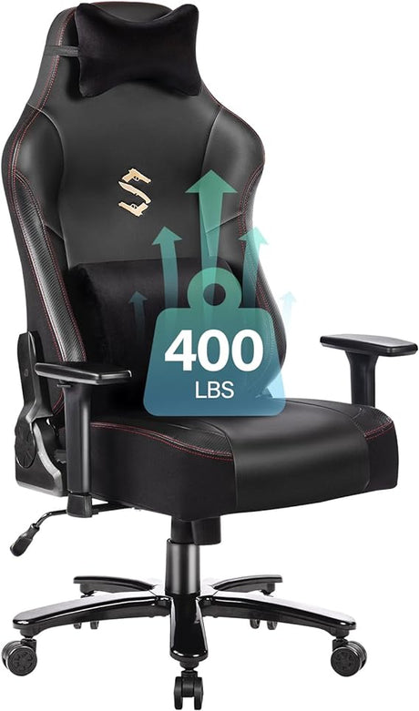 Big and Tall Gaming Chair 400lb Massage Memory Foam Gaming Chair