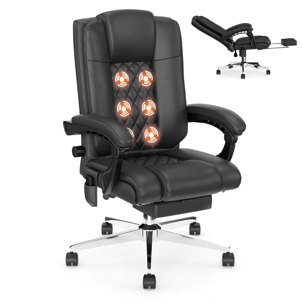 Massage Executive Office Chair with Footrest, Big and Tall Office Chair