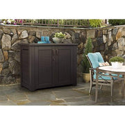 Decorative Outdoor Storage Cabinet (123 Gal), Weather Resistant, Brown