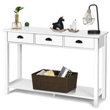 Console Table with 3 Drawers, Sofa Side Table with Shelf
