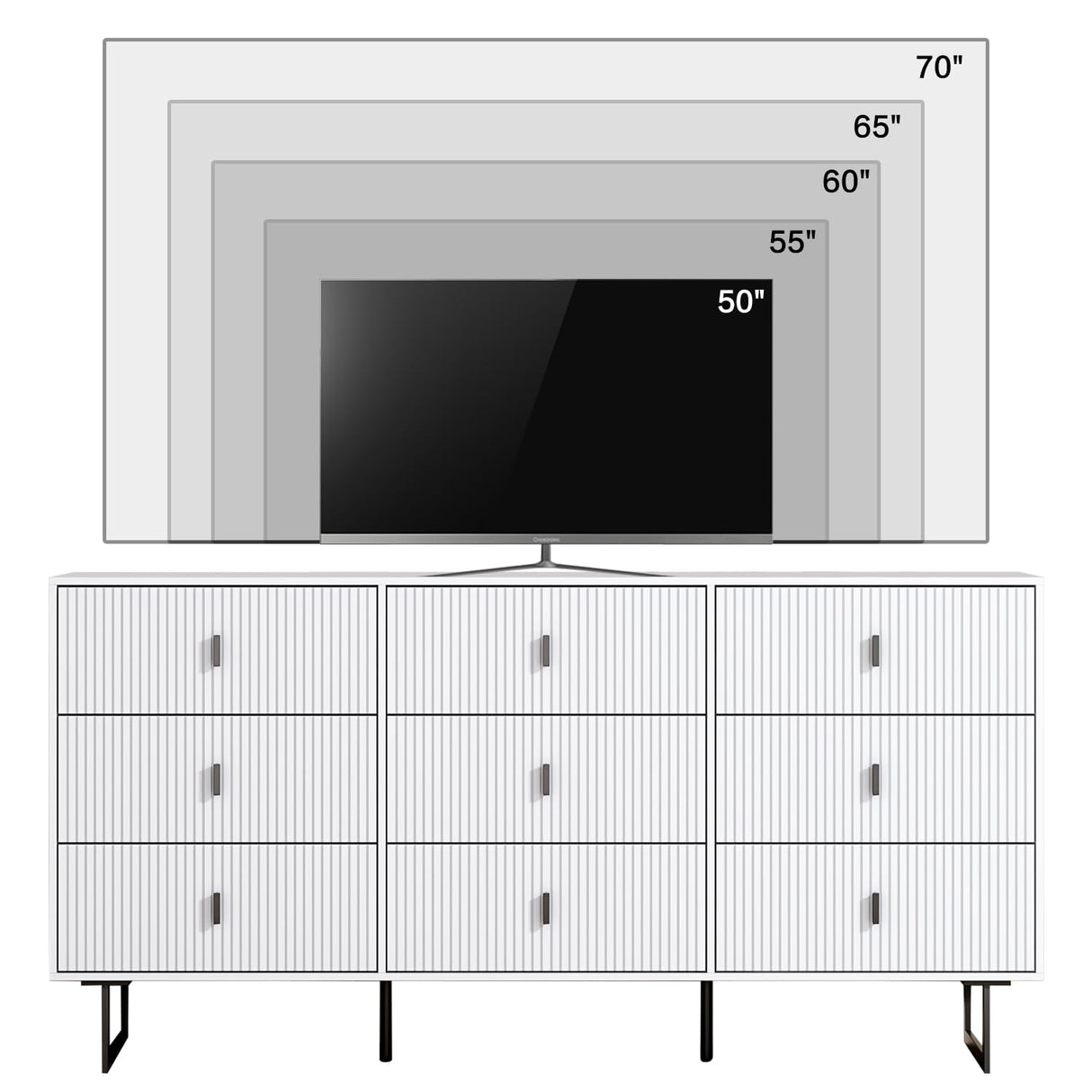 White 9 Drawer Dresser for Bedroom, Large Double Dresser with Wide Drawers,