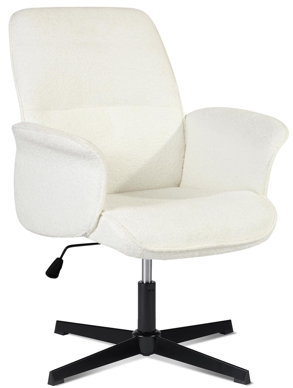 Home Office Chair, Upholstered Linen Fabric Padded Mid Back Accent Chair