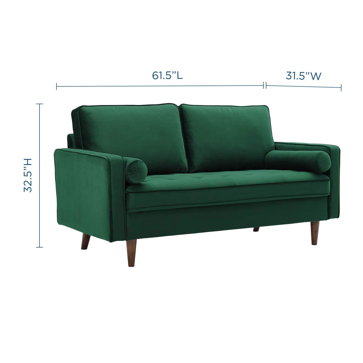 Modway Valour Performance Velvet Loveseat, Green Valour Performance Velvet Loveseat