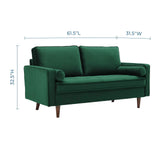 Modway Valour Performance Velvet Loveseat, Green Valour Performance Velvet Loveseat