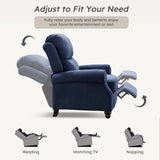 Bonzy Home Navy Blue Pushback Recliner Chair for Adults, Manual Fabric Accent Chair Recliner for Living Room Bedroom