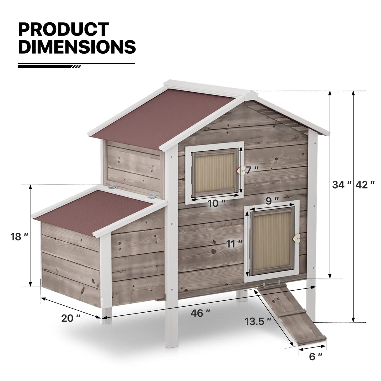 Chicken Coop Hen House with Nesting Box for Yard, Removable Bottom Wooden Poultry