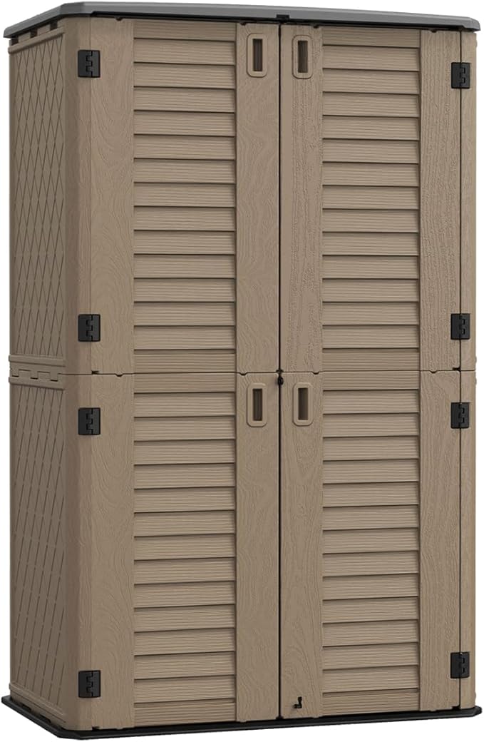 Outdoor Storage Shed - Horizontal Storage Cabinet Waterproof for Garden, Patio, Backyard