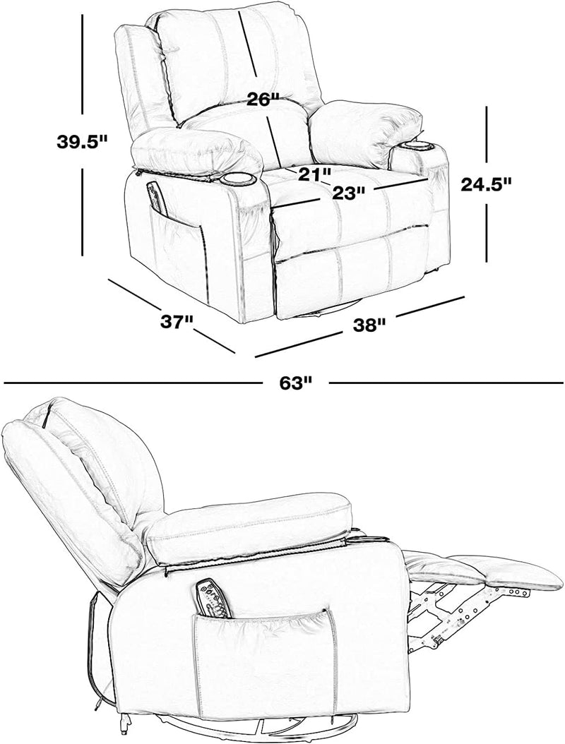 Massage Recliner Chairs for Living Room,Rocker Recliner