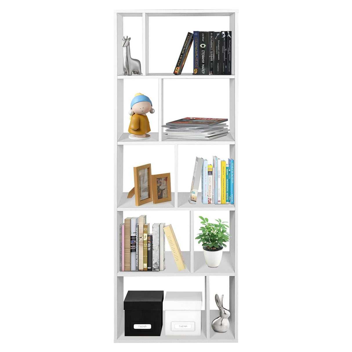 5 Tier Bookshelf, 66’’ Tall 10-Cube Open Shelves Storage Organizer Cabinet