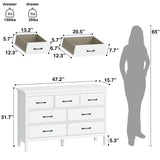 Dresser for Bedroom with 7 Drawers, Modern White Dresser with Golden Handles