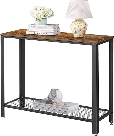 Console Table, Narrow Entryway Table, 2-Tier Industrial Entrance Tables with Shelves for Entryway,