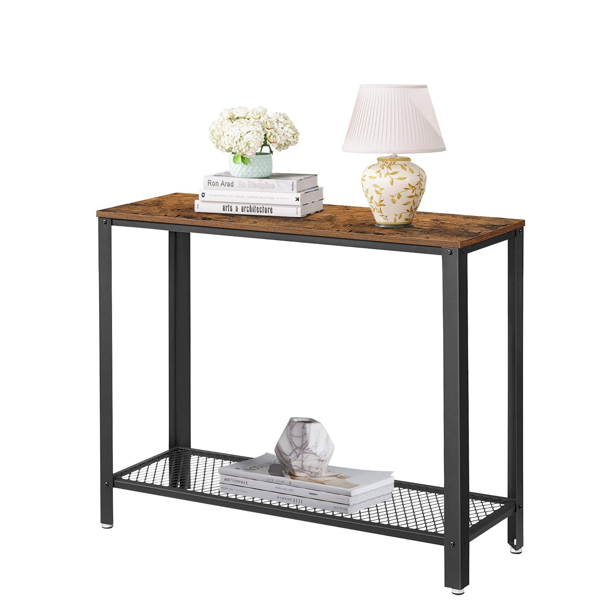 Console Table, Narrow Entryway Table, 2-Tier Industrial Entrance Tables with Shelves for Entryway,