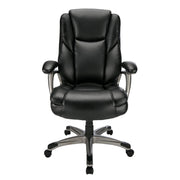 Realspace® Cressfield Bonded Leather High-Back Chair, Black/Silver