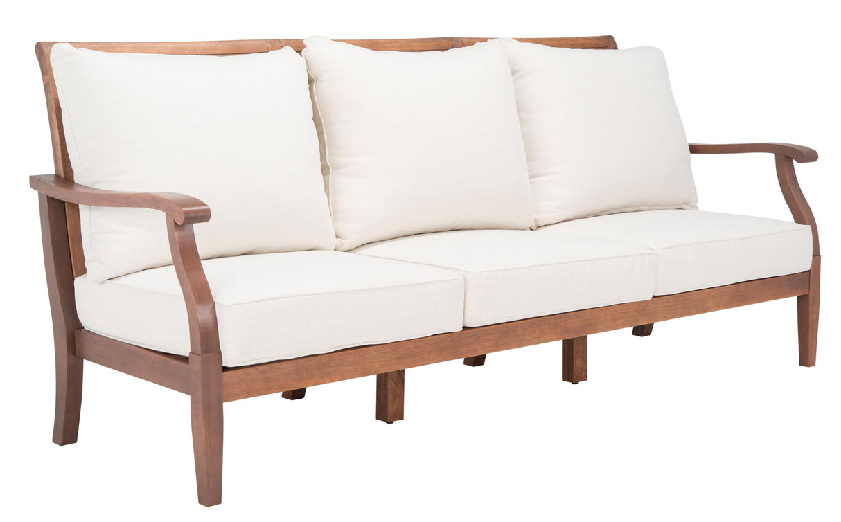 Couture Home Collection Payden Natural Wood/Beige Cushion 3-Seat Outdoor Patio
