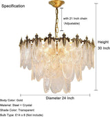 Modern Pendant Chandelier, 8-Light Round 24" LED Ceiling Light, 3-Tier Crystal Hanging