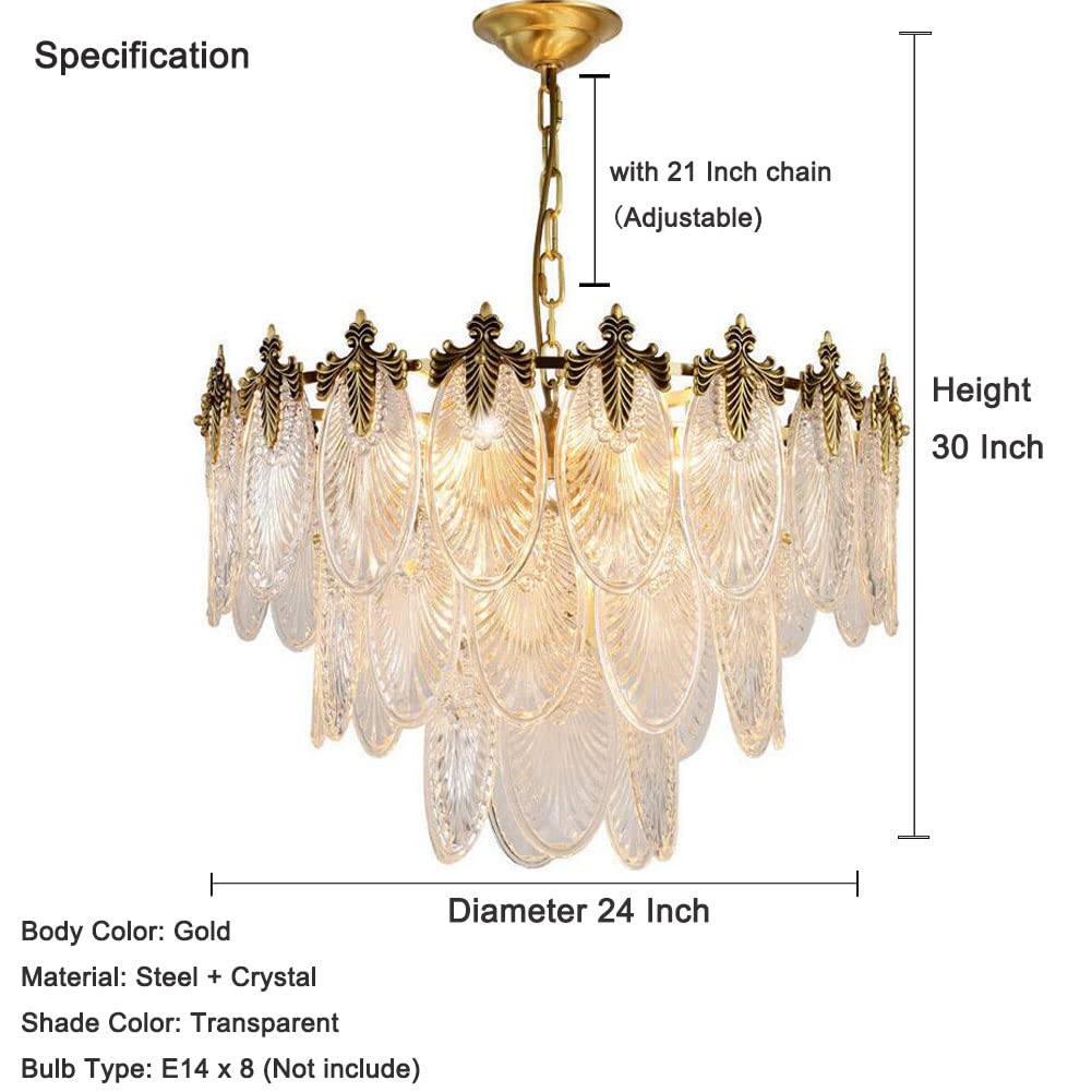 Modern Pendant Chandelier, 8-Light Round 24" LED Ceiling Light, 3-Tier Crystal Hanging