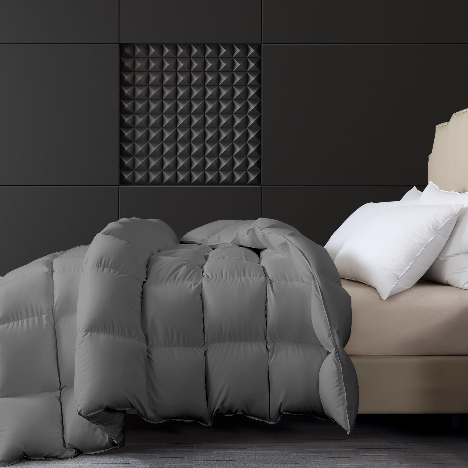 Goose Feathers Down Comforter Duvet Insert, All Season Quilted Fluffy Comforter