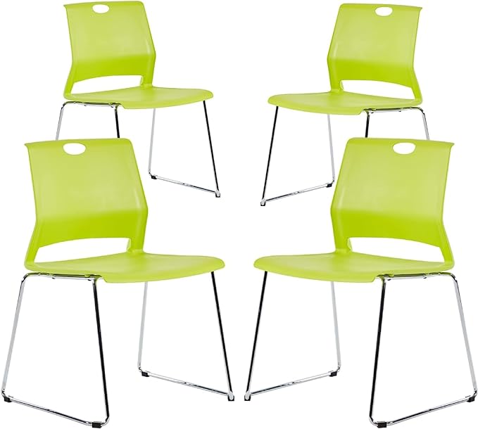 Waiting Room Chairs, Pack of 4 Plastic Chairs Office Guest Chairs & Reception Chairs Staking Chairs for Meeting Room,