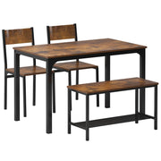 4 Piece Dining Table Set, Dining Room Set, Kitchen Dinner Table with Benches for 4