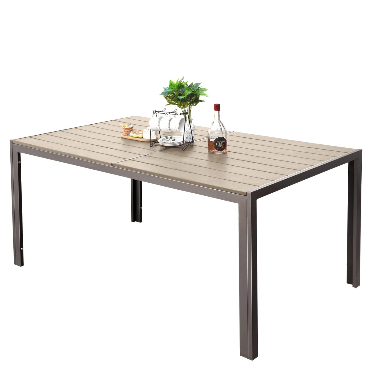 Patio Dining Table for 6 Outdoor Patio Table 59" x 35" Weather-Resistant Rectangular