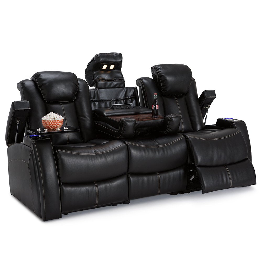 Home Theater Seating - Living Room - Leather Gel - Power Recline - Power Headrests