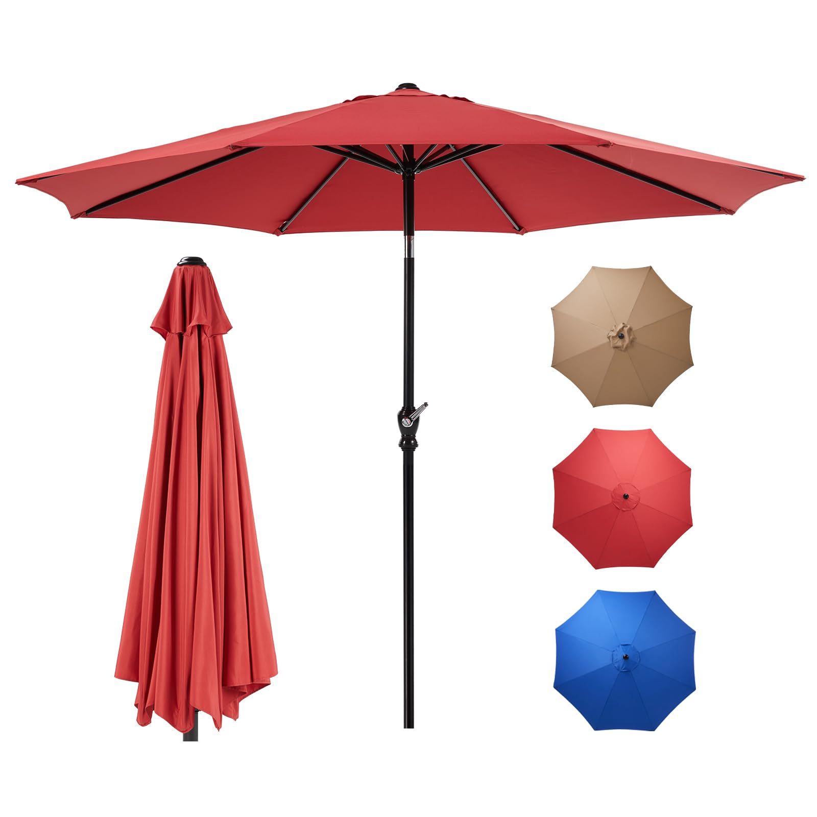 9FT Outdoor Patio Umbrella with Push Button Tilt and Crank