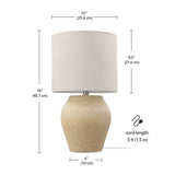 61000049 18" Ceramic Table Lamp, Soft Beige Finish, White Linen Shade, On/Off Rotary Switch on Socket, Table Lamp for Living Room, Home Décor,