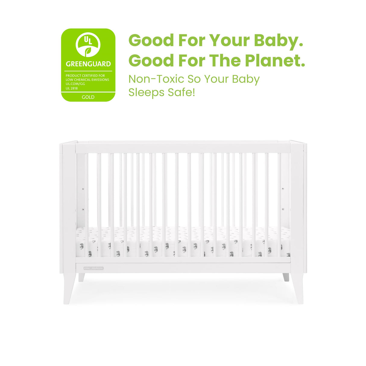 Ollie 4-in-1 Convertible Crib - Greenguard Gold Certified, Bianca White