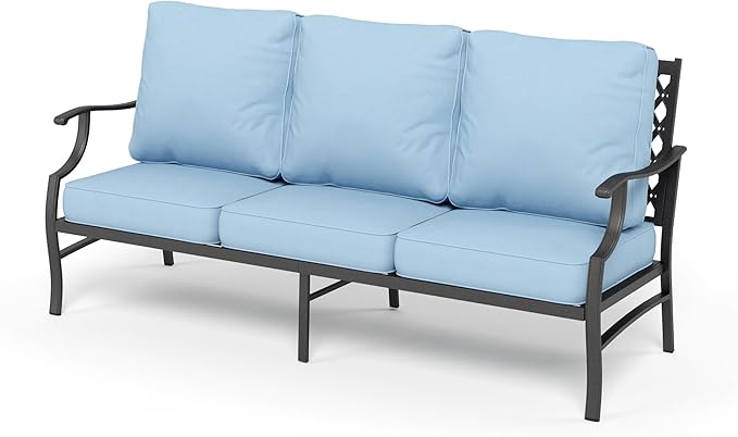 Patio Furniture Sofa, All-Weather Outdoor 3 Seats Couch, Outdoor Patio Couch