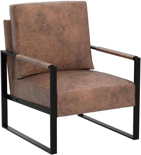 Classic Mid Century Modern Accent Chair with Durable Square Metal Frame, Armchair