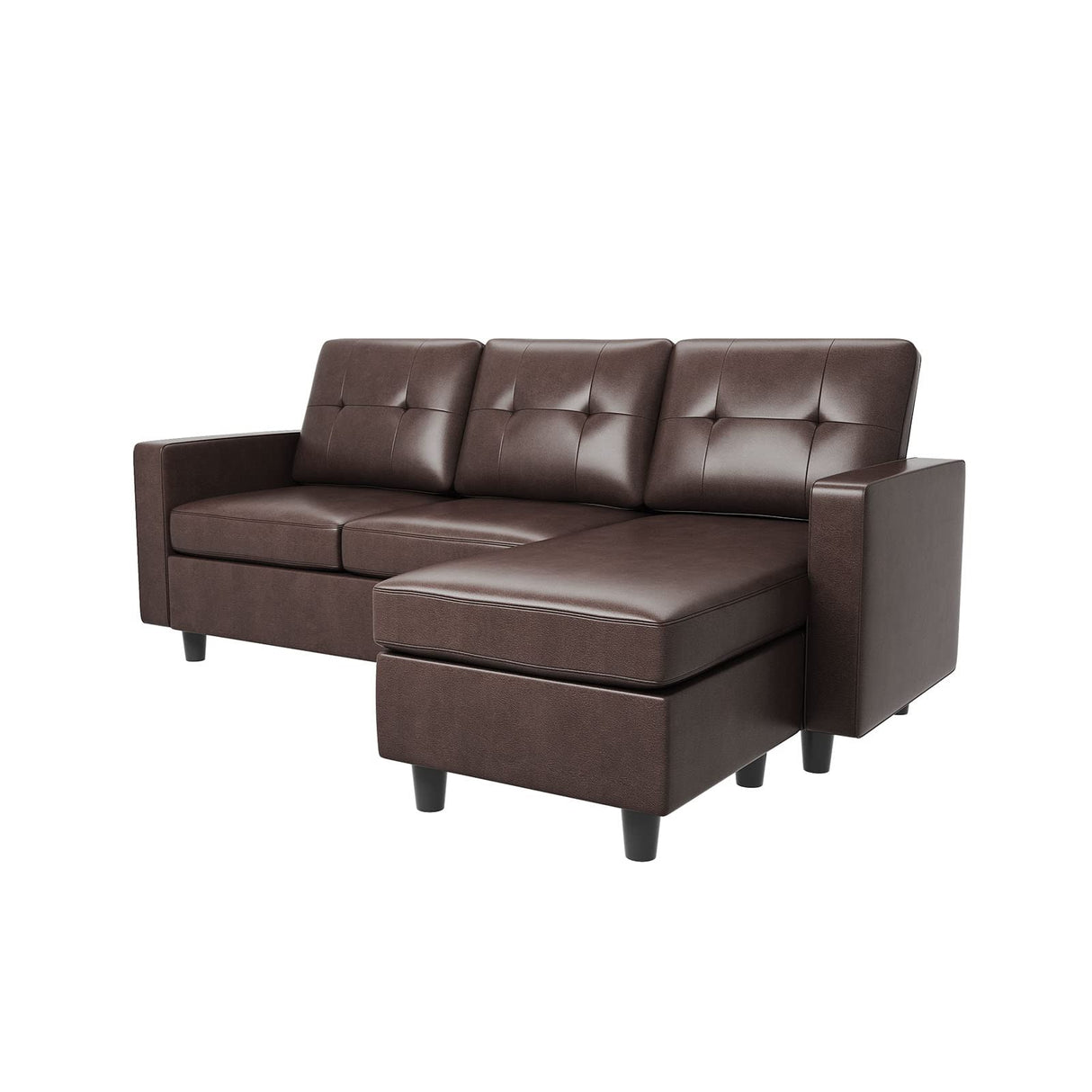 Faux Leather Sectional Sofa, Convertible Sectional Couch L Shaped Couch Sofa for Small