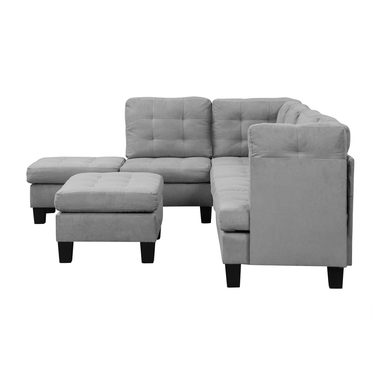 Modern Tufted Micro Suede L Shaped Sectional Sofa Couch with Reversible Chaise