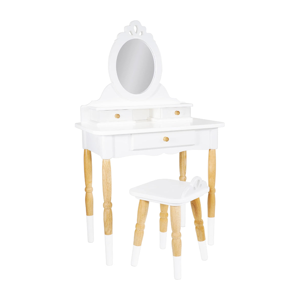 Wooden Vanity Table with Vanity Mirror and Vanity Chair - Bedroom Furniture