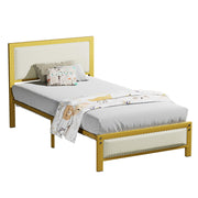 Bed Frame with Headboard, Heavy-Duty Upholstered Platform with Strong Metal Slats,