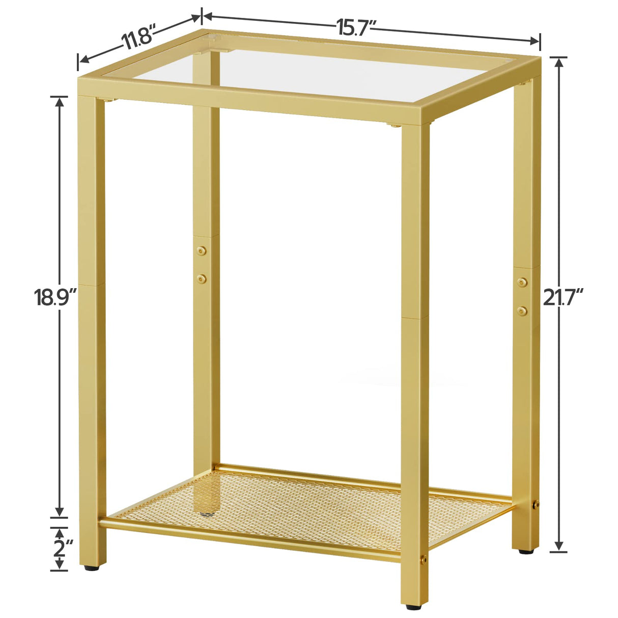 C Shaped End Table Set of 2, Side Tables with 2 Shelves, TV Tray Table for Small Space