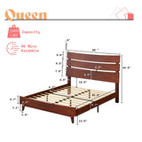 AMERLIFE Queen Size Solid Wood Platform Bed Frame with Wooden Headboard,