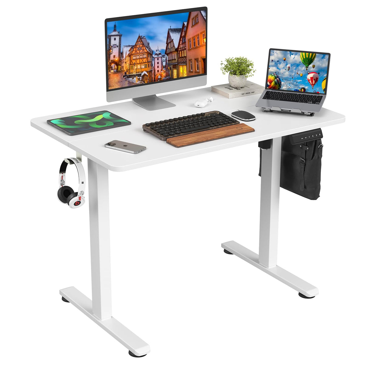 STARY Electric Standing Desk Adjustable Height Sit Stand Home Office Desk with Splice Board