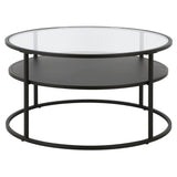 Ada 32" Wide Round Coffee Table in Blackened Bronze