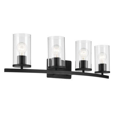 Crosby 31.25" 4-Light Vanity Light with Clear Glass in Black, for Bathroom